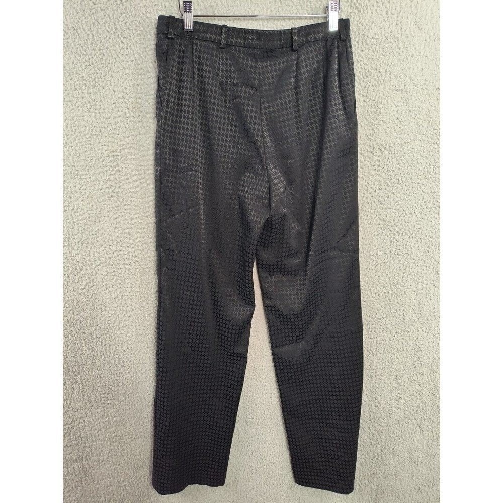 Armani Collezioni Pants Womens 8 Black Gray Shimmer Houndstooth Wide Leg Italy - Picture 4 of 10